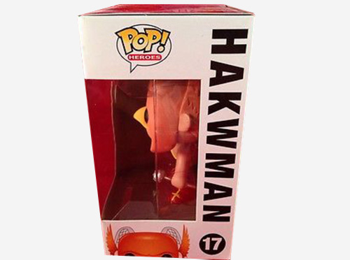 Caja del Funko Pop Hawkman con el nombre mal escrito Hakwman Caja del Funko Pop Hawkman con el nombre mal escrito Hakwman