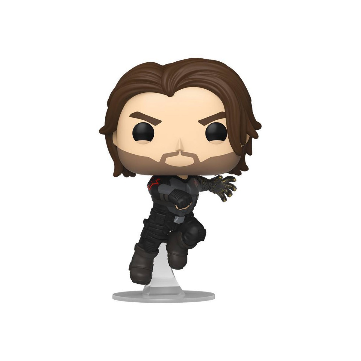 Funko Pop Bucky Barnes #1644 Avengers Doomsday figura fuera de caja pose dinámica fondo blanco Funko Pop Bucky Barnes #1644 Avengers Doomsday figura fuera de caja pose dinámica fondo blanco