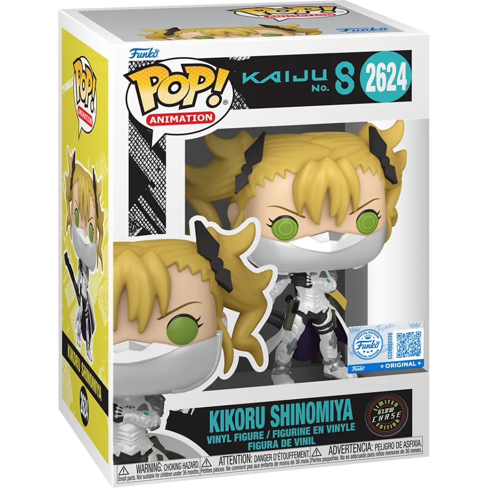 Caja del Funko Pop Kikoru Shinomiya 2624 chase con sticker Limited Glow Chase Edition, fondo blanco