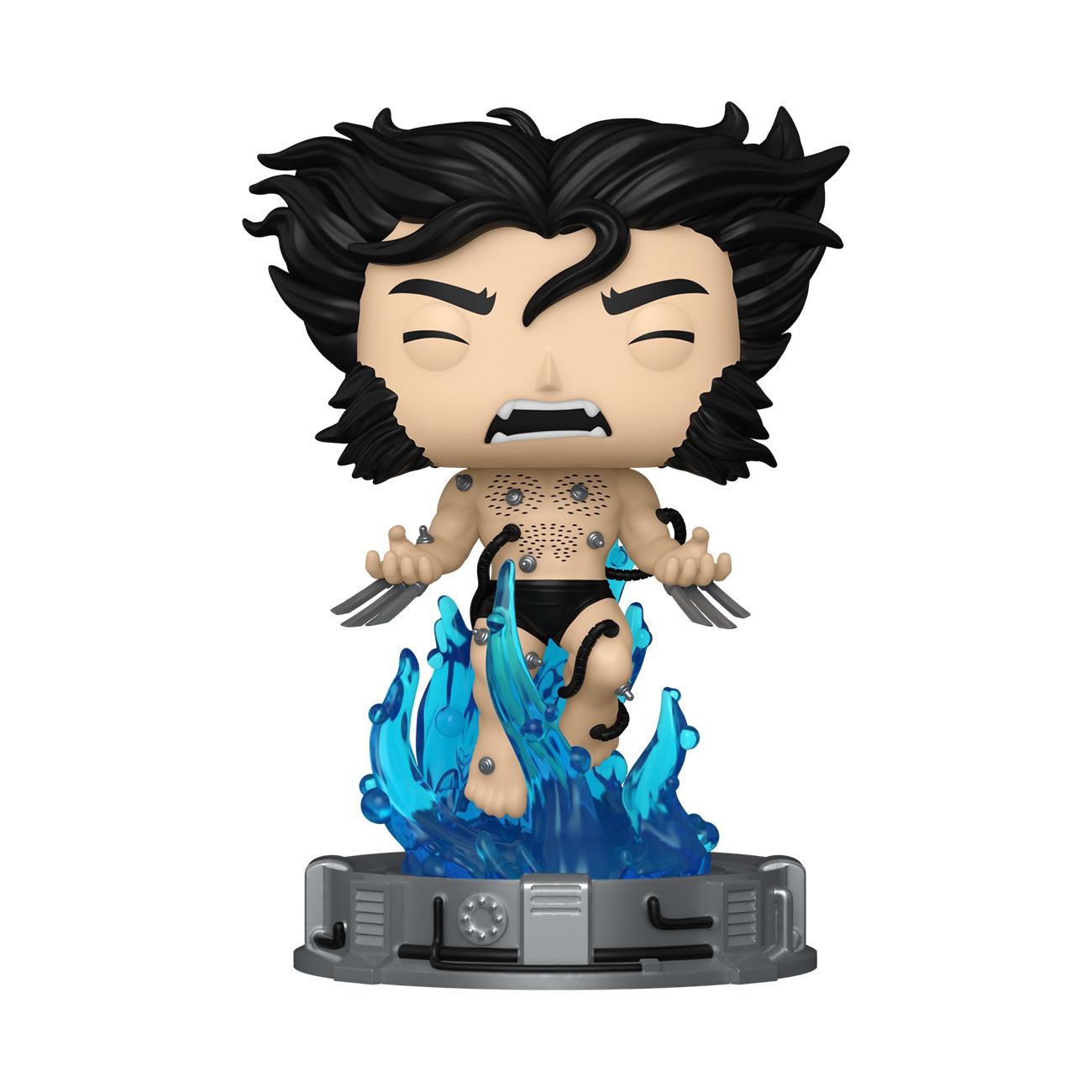 Funko Pop Premium Weapon X #1659 figura suelta tanque azul adamantium fondo blanco estudio Funko Pop Premium Weapon X #1659 figura suelta tanque azul adamantium fondo blanco estudio